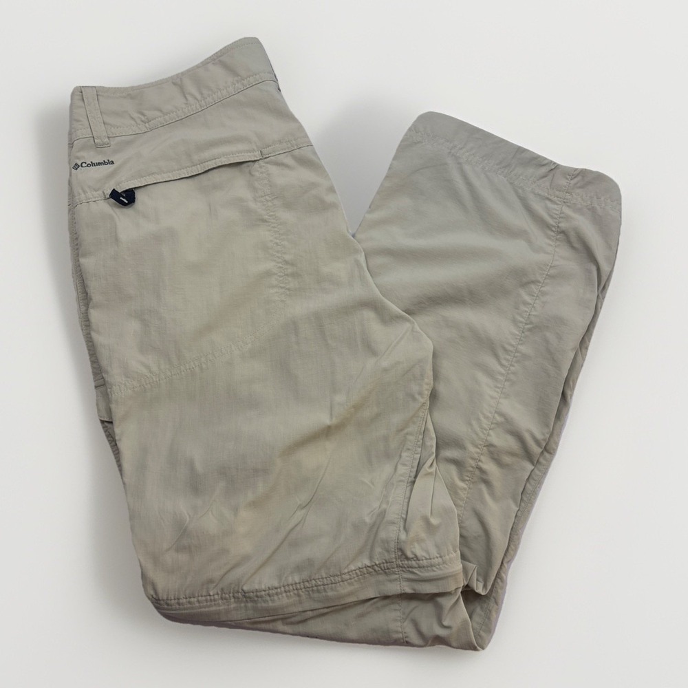 COLUMBIA Womens Size 12 Pants Khaki Tan PFG Omni Shade Roll Up Fishing Trail